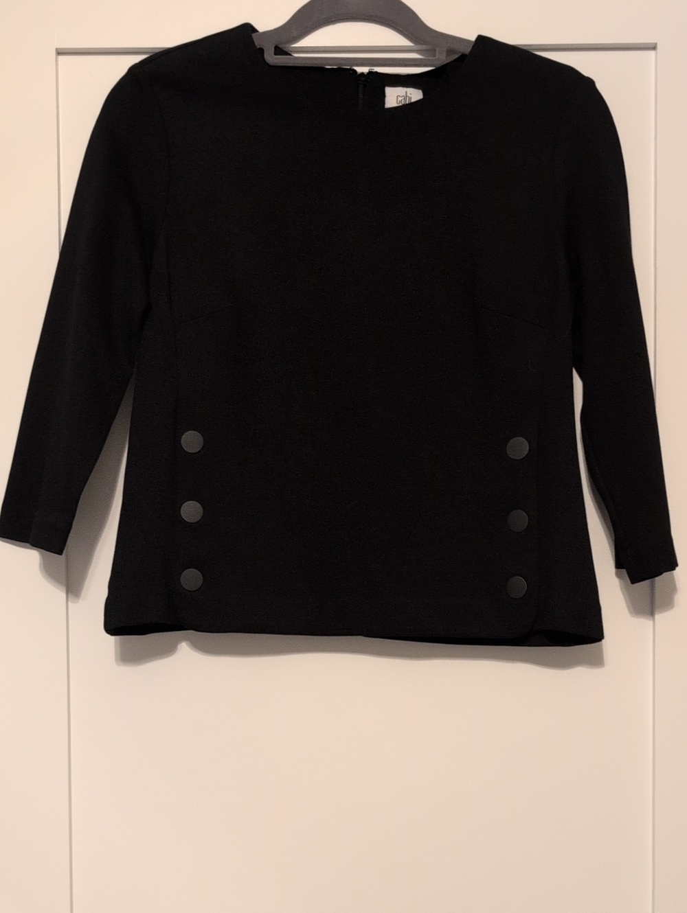 CAbi Black Button-Accent Top